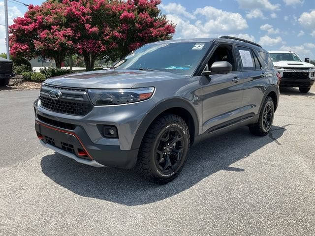 2022 Ford Explorer Timberline in Gray — front three-quarter view