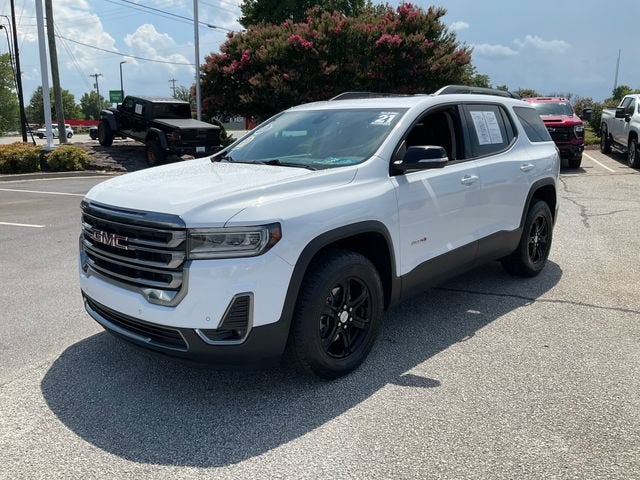 2021 GMC Acadia AT4 in Summit White — front three-quarter view