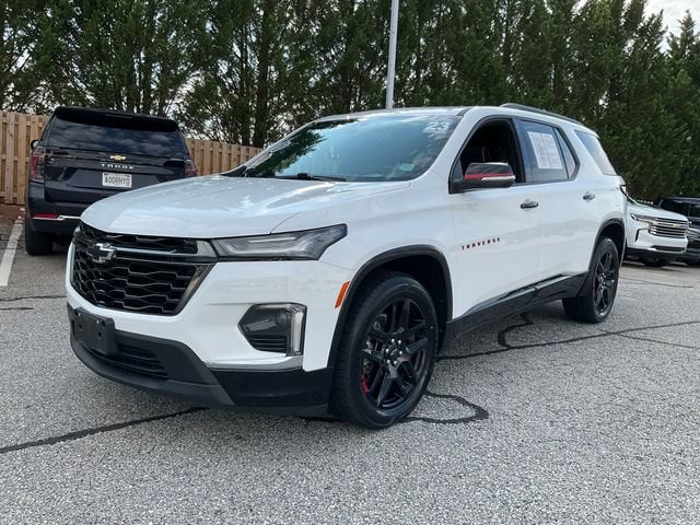 2023 Chevrolet Traverse Premier in Summit White — front three-quarter view