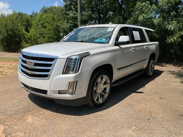 2020 Cadillac Escalade ESV Premium Luxury in Crystal White Tricoat — front three-quarter view